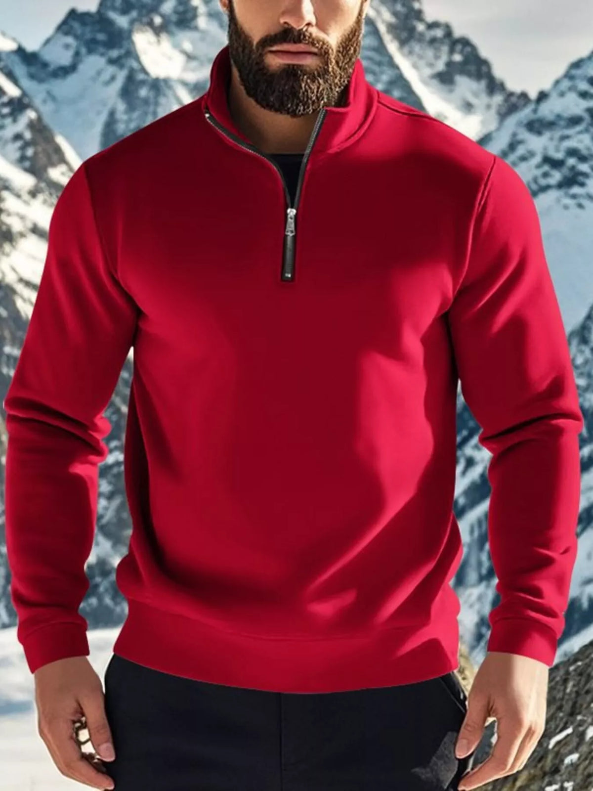 Men's Full Size Solid Color Quarter Zip Sweatshirt Plus Size