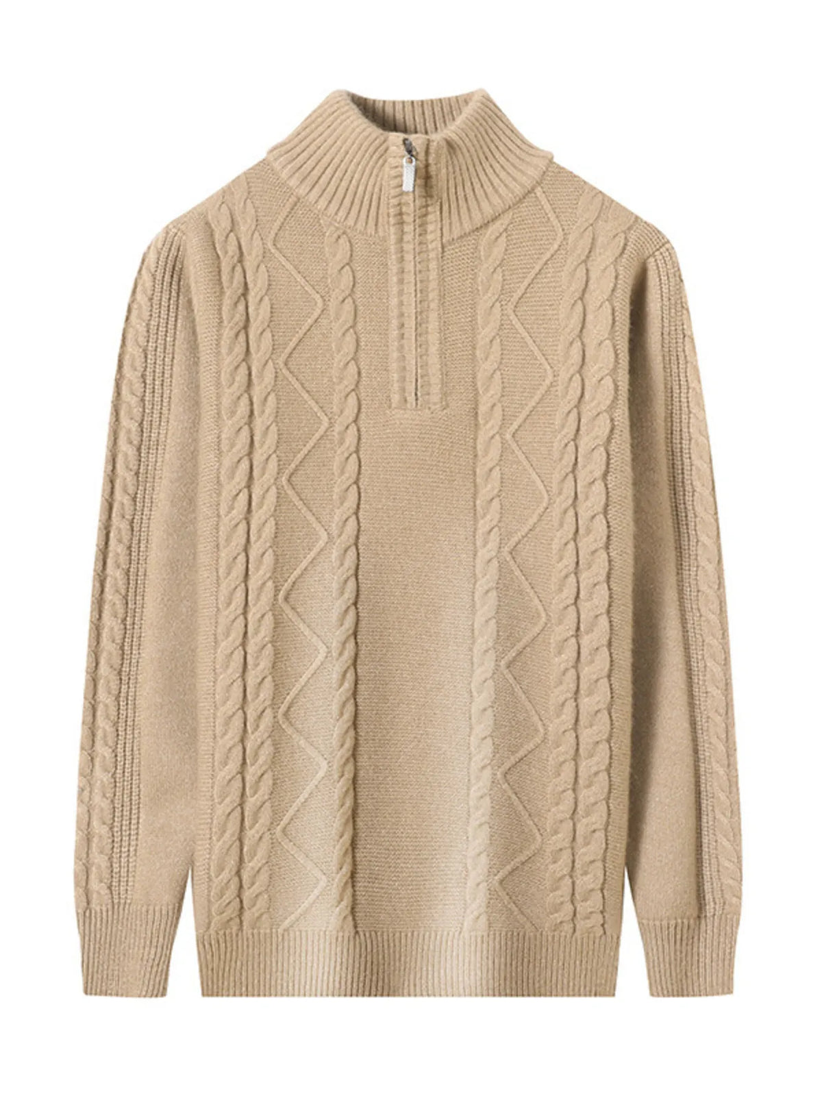 Men's Plus Size Cable Knit Quarter-Zip Sweater