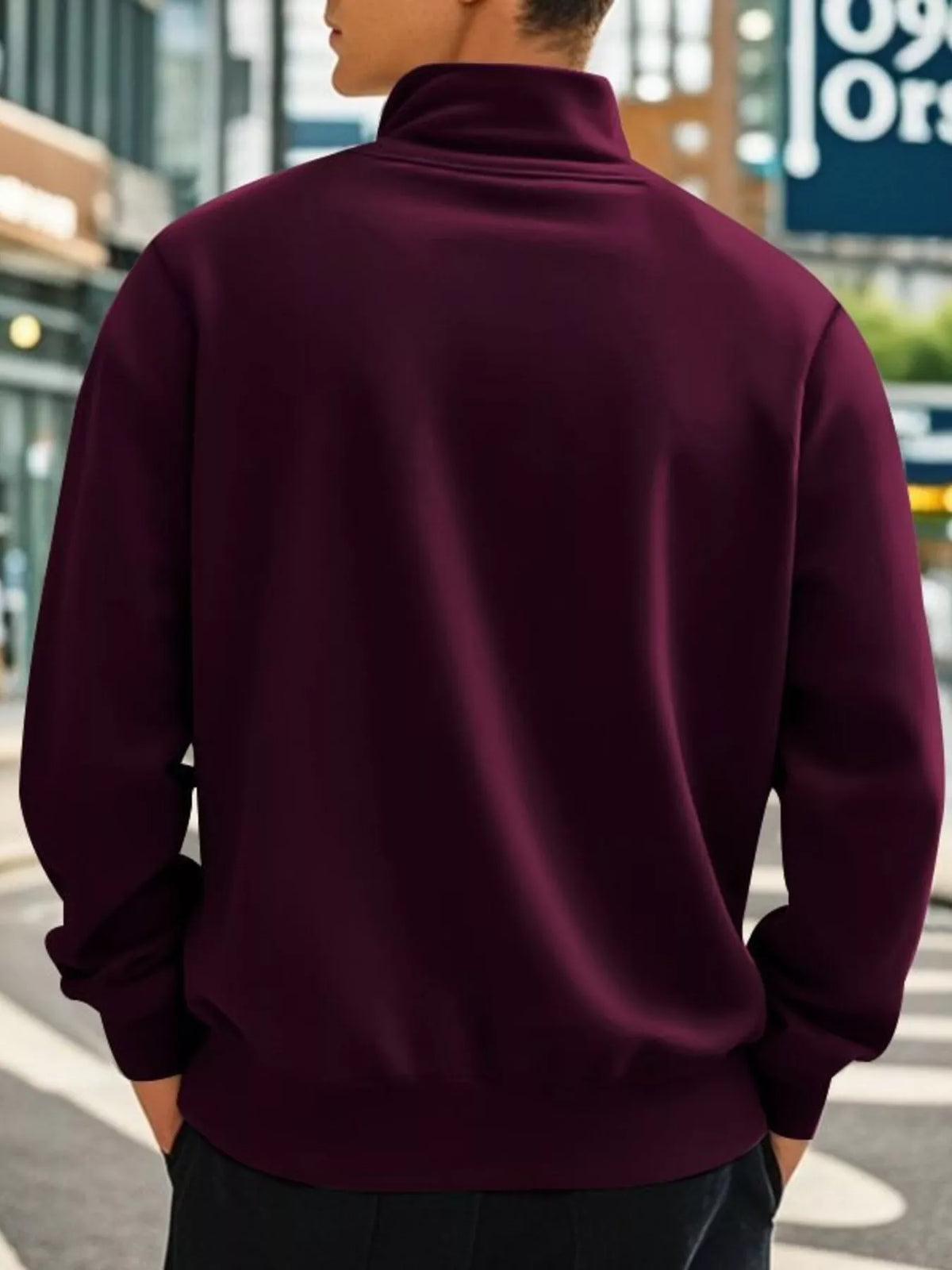 Men's Full Size Solid Color Quarter Zip Sweatshirt Plus Size