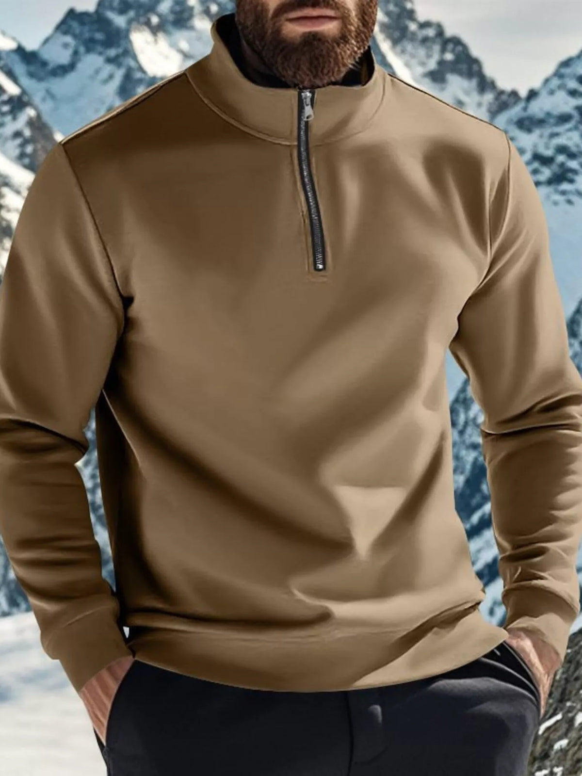 Men's Full Size Solid Color Quarter Zip Sweatshirt Plus Size