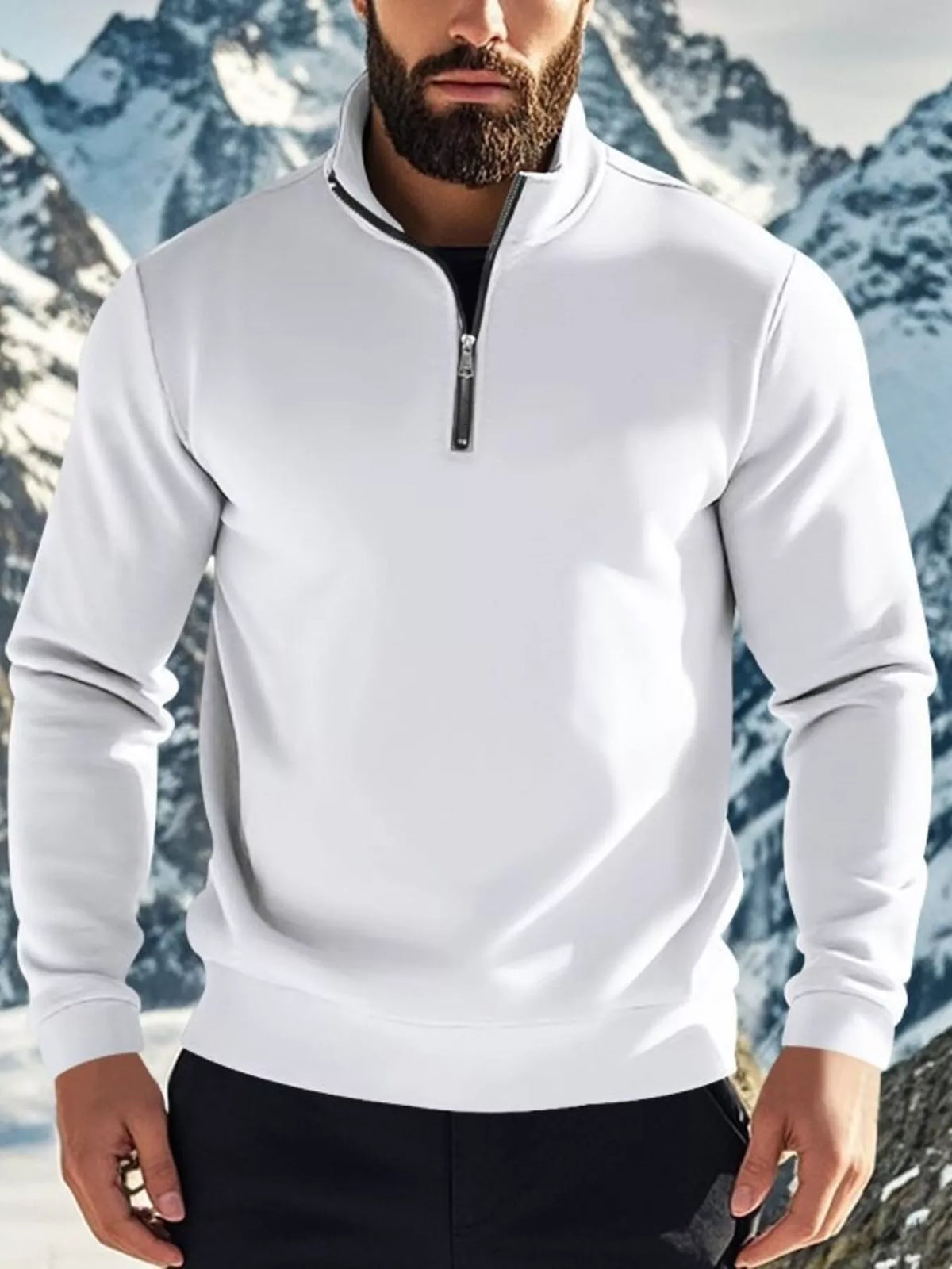 Men's Full Size Solid Color Quarter Zip Sweatshirt Plus Size