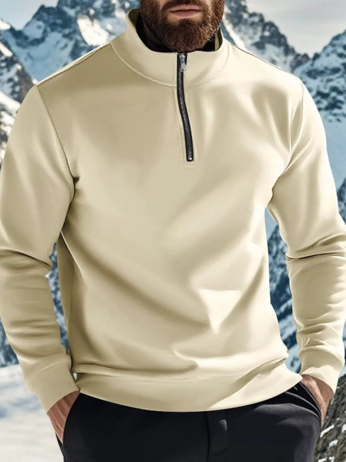 Men's Full Size Solid Color Quarter Zip Sweatshirt Plus Size